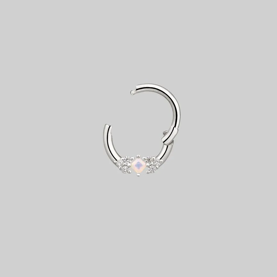 THIEF OF JOY. Opal Silver Clicker Ring - Septum