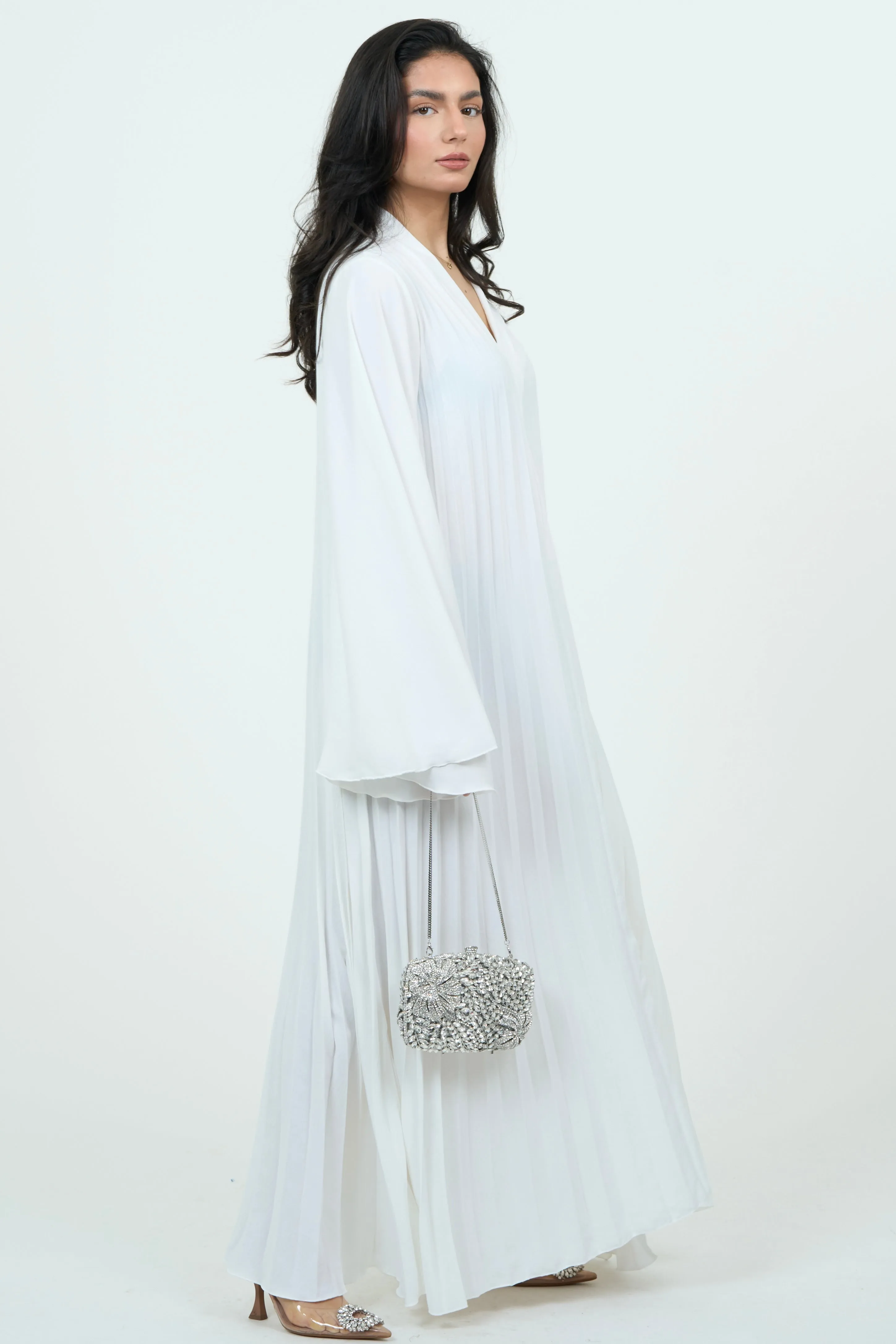 White Ruffle Abaya