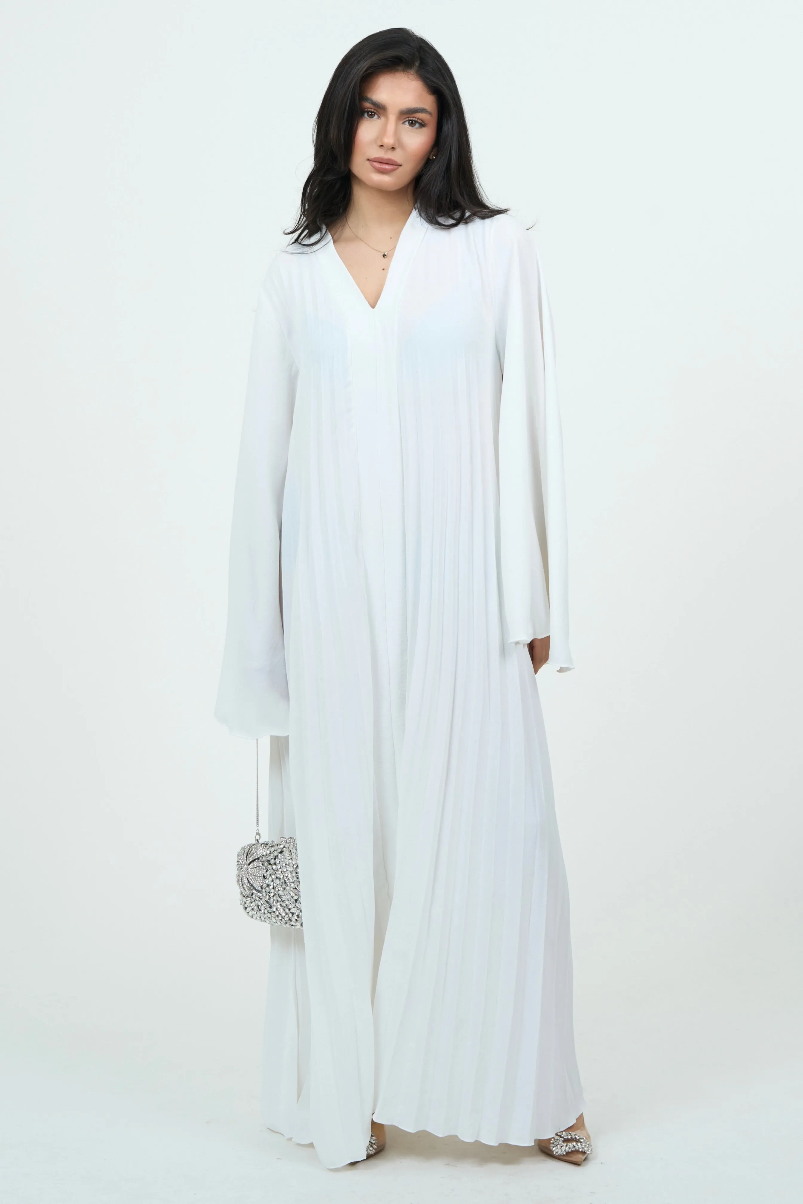 White Ruffle Abaya