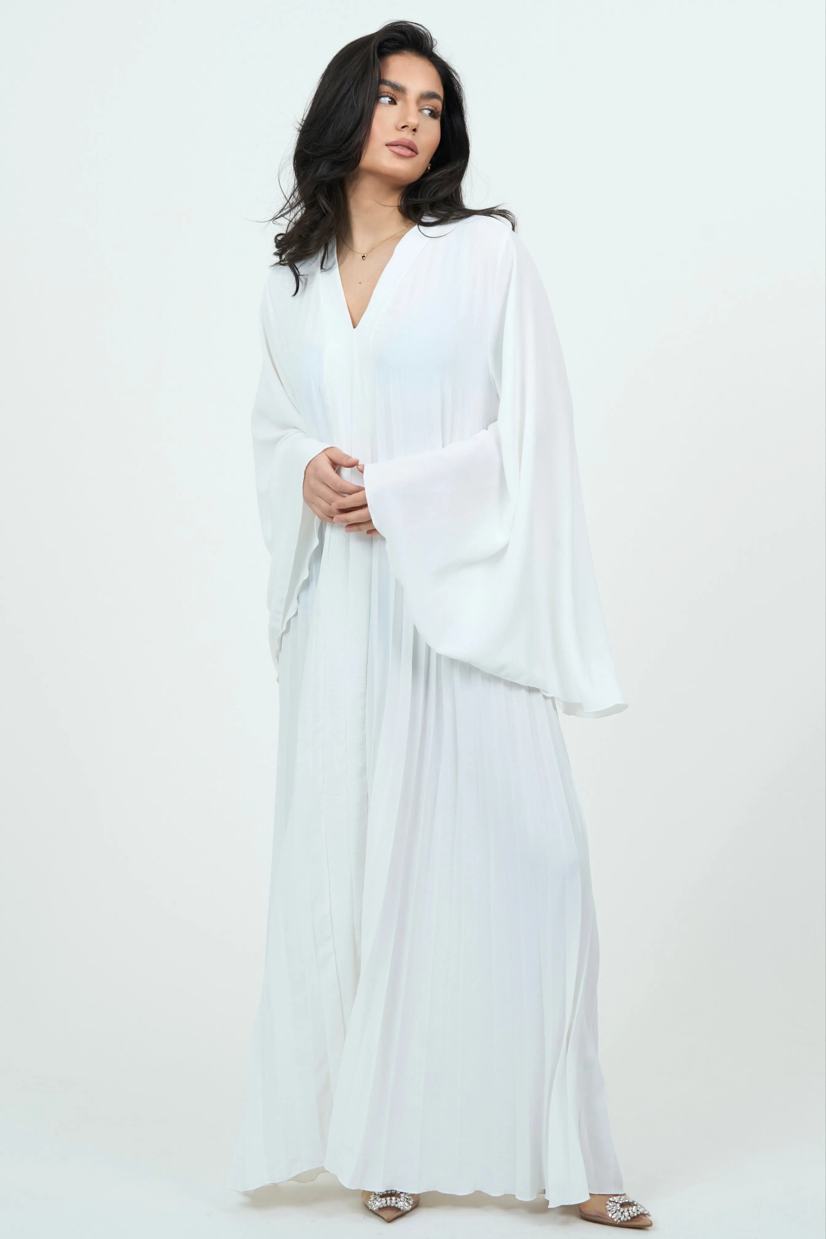 White Ruffle Abaya