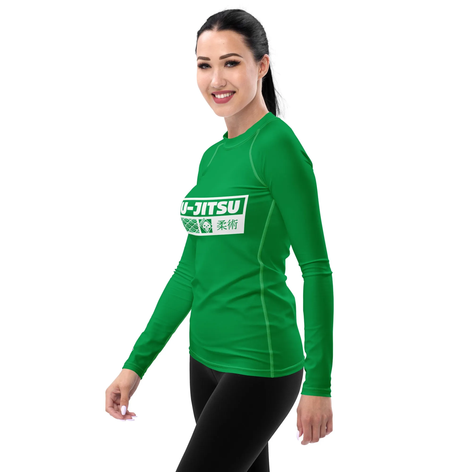 Womens Long Sleeve BJJ Rash Guard - Jiu-Jitsu 009 - Jade