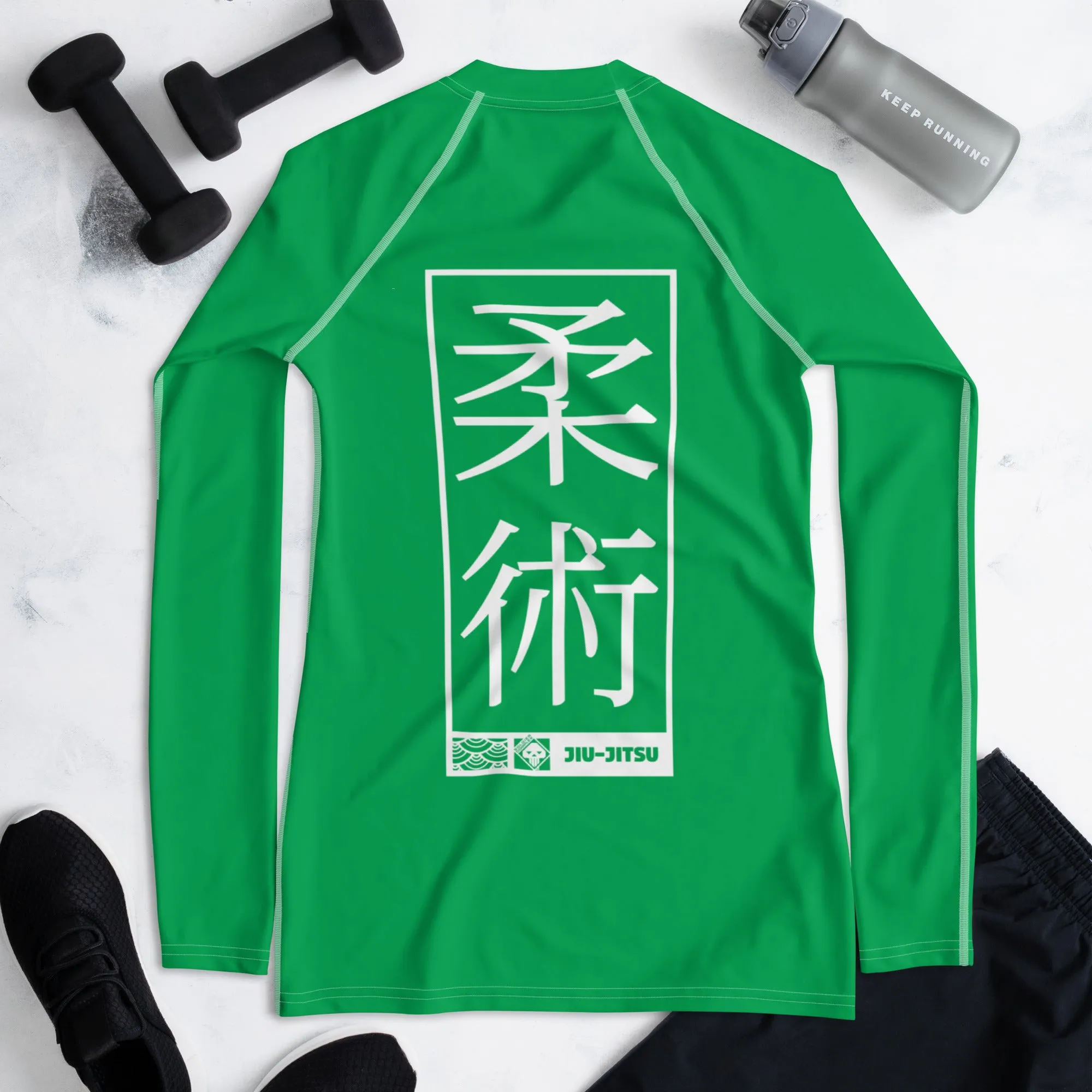 Womens Long Sleeve BJJ Rash Guard - Jiu-Jitsu 009 - Jade