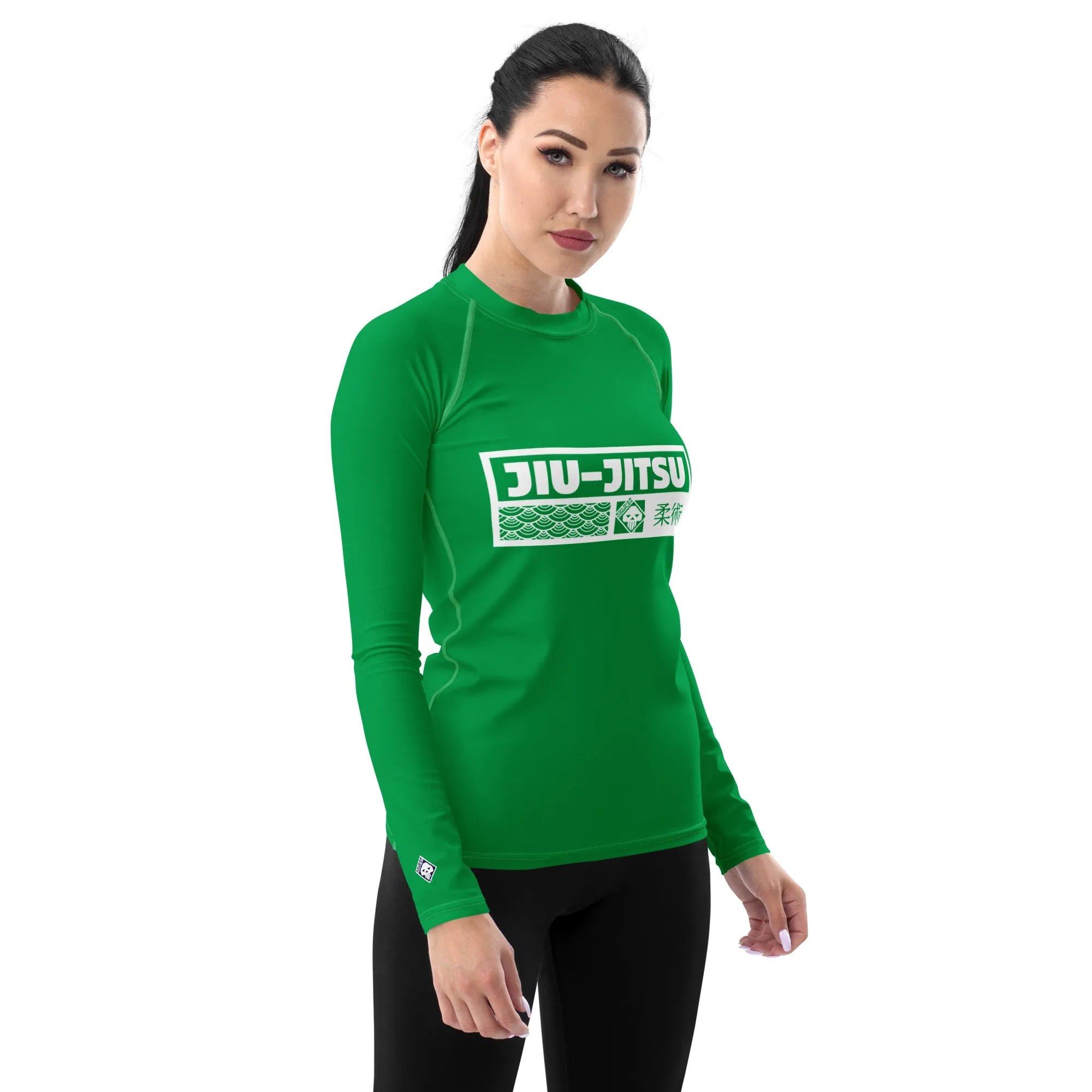 Womens Long Sleeve BJJ Rash Guard - Jiu-Jitsu 009 - Jade