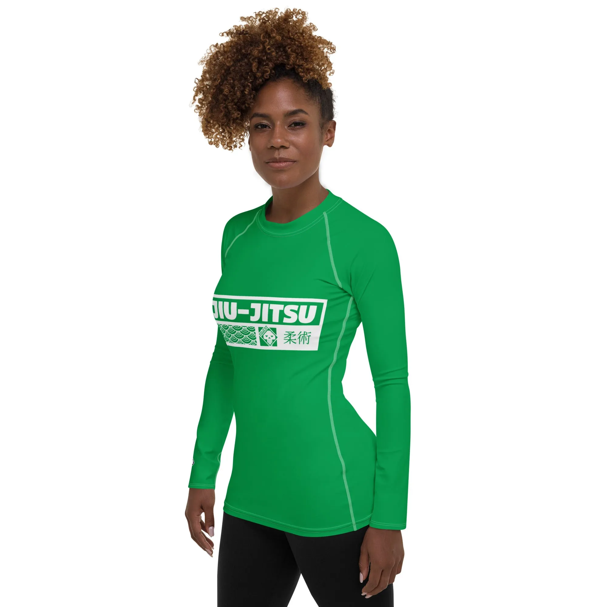 Womens Long Sleeve BJJ Rash Guard - Jiu-Jitsu 009 - Jade