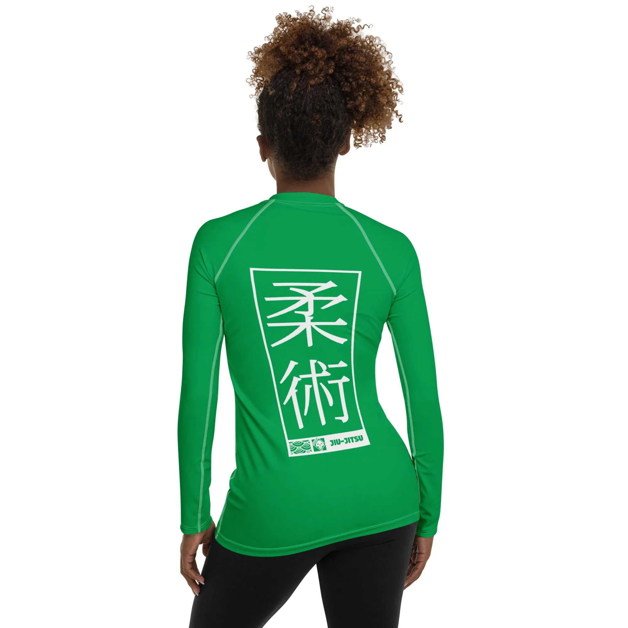 Womens Long Sleeve BJJ Rash Guard - Jiu-Jitsu 009 - Jade