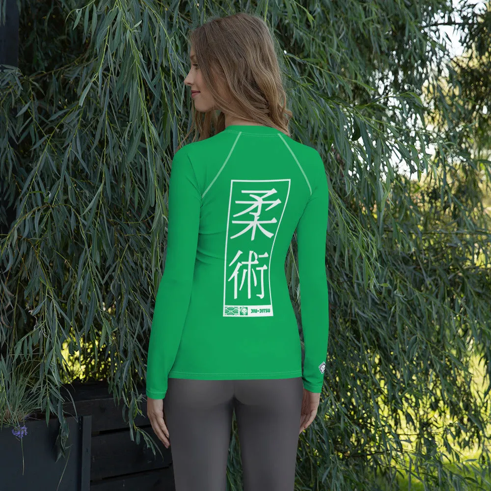 Womens Long Sleeve BJJ Rash Guard - Jiu-Jitsu 009 - Jade