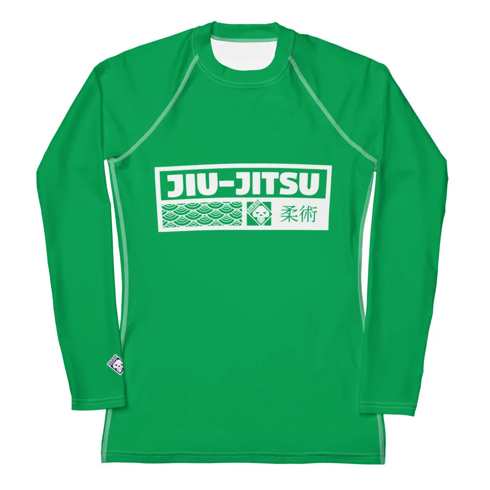 Womens Long Sleeve BJJ Rash Guard - Jiu-Jitsu 009 - Jade