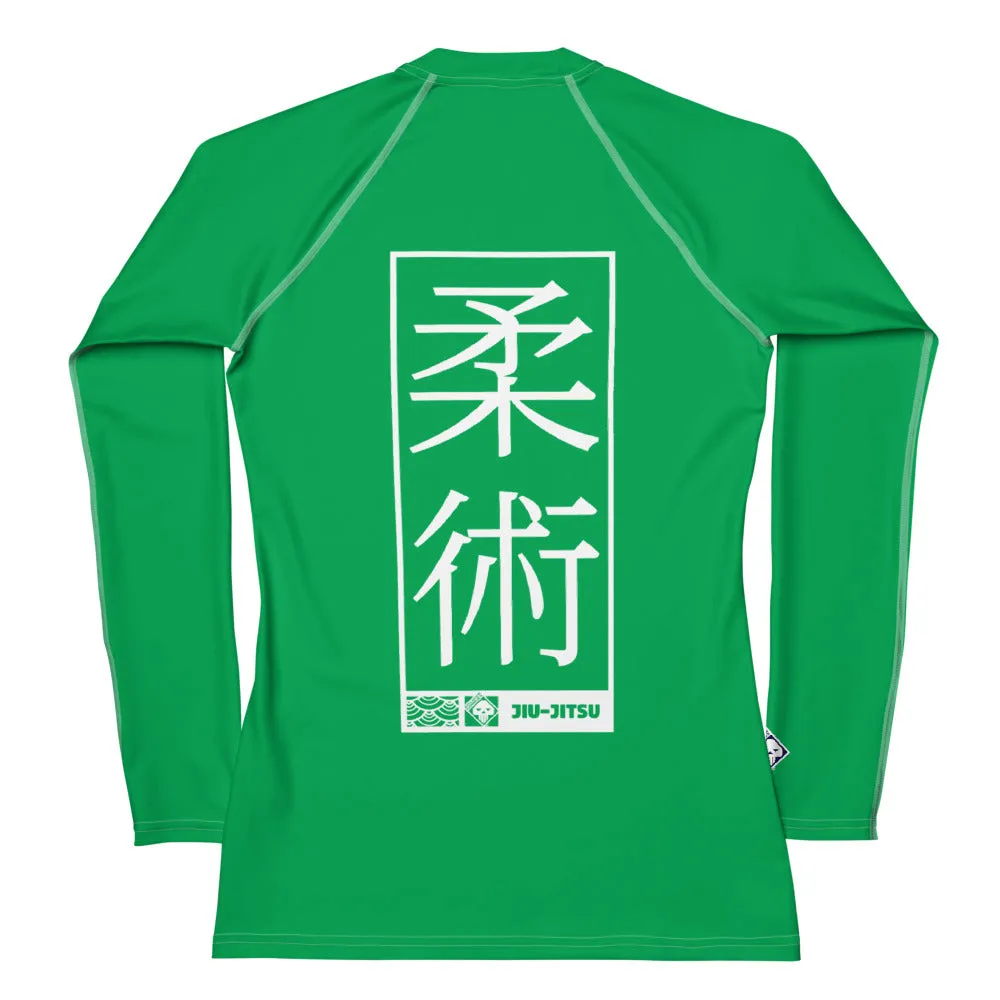 Womens Long Sleeve BJJ Rash Guard - Jiu-Jitsu 009 - Jade