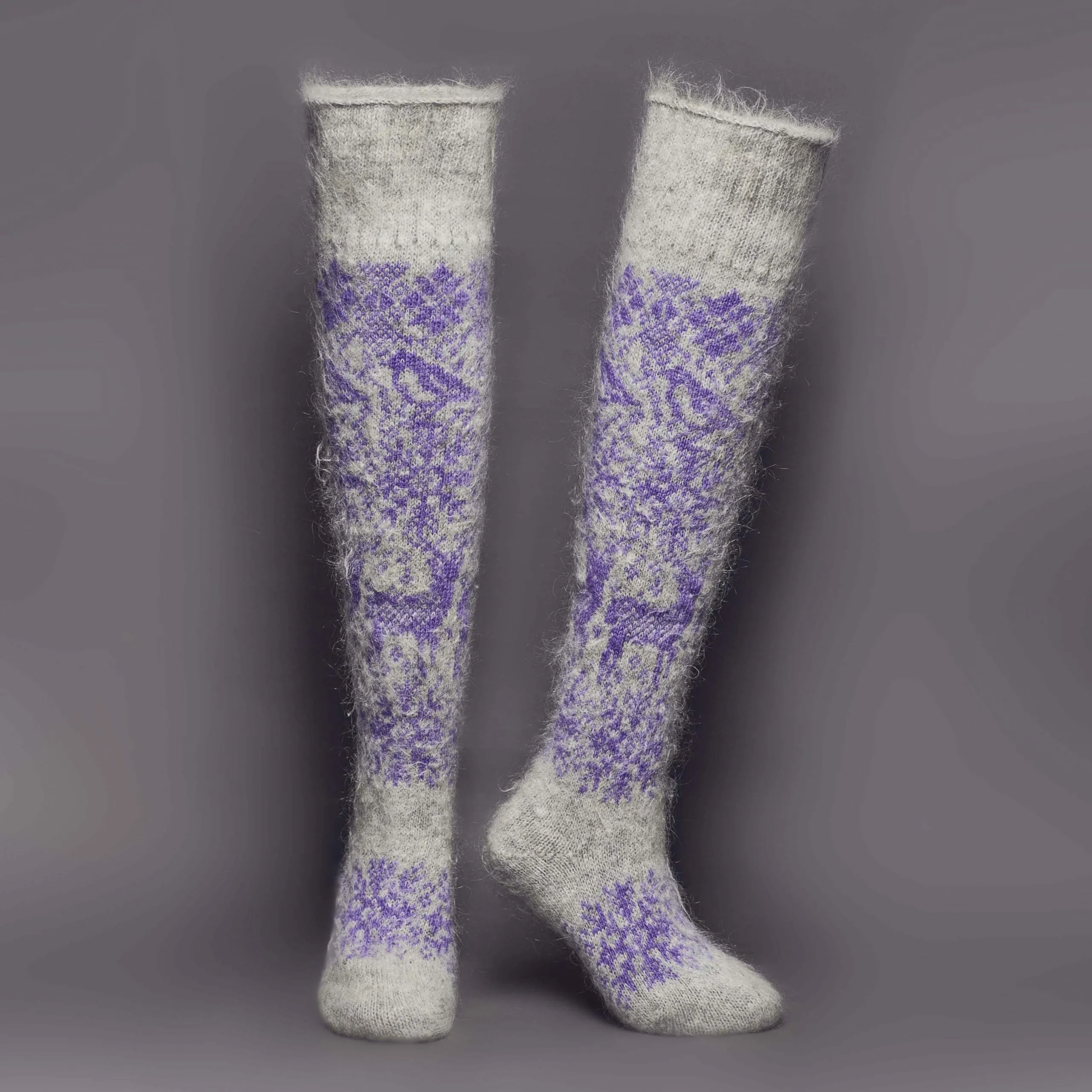 Women's Purple Dream Goat Wool Over-the-Knee Socks