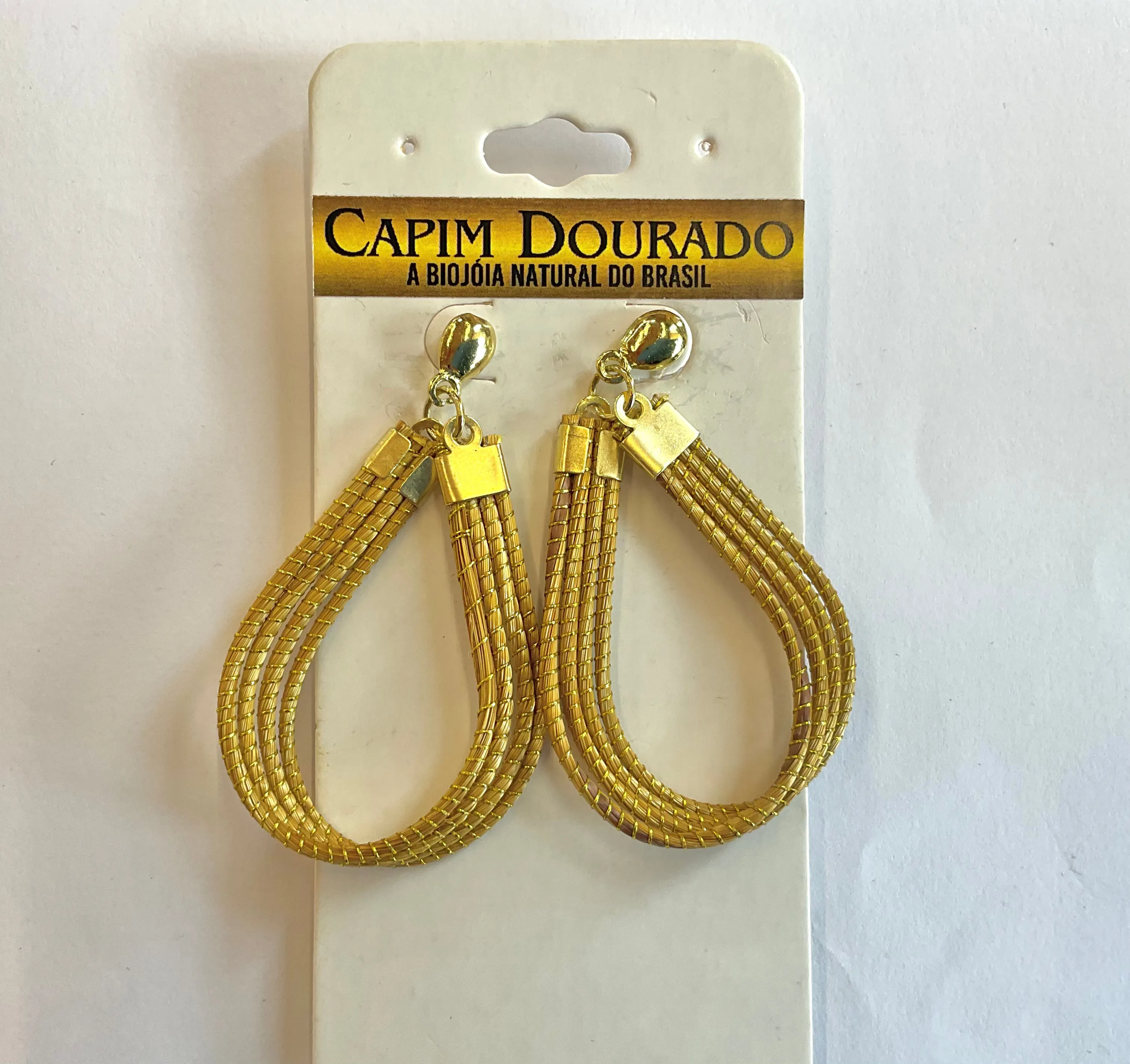 World Design Capim Dourado Gold Grass Earrings