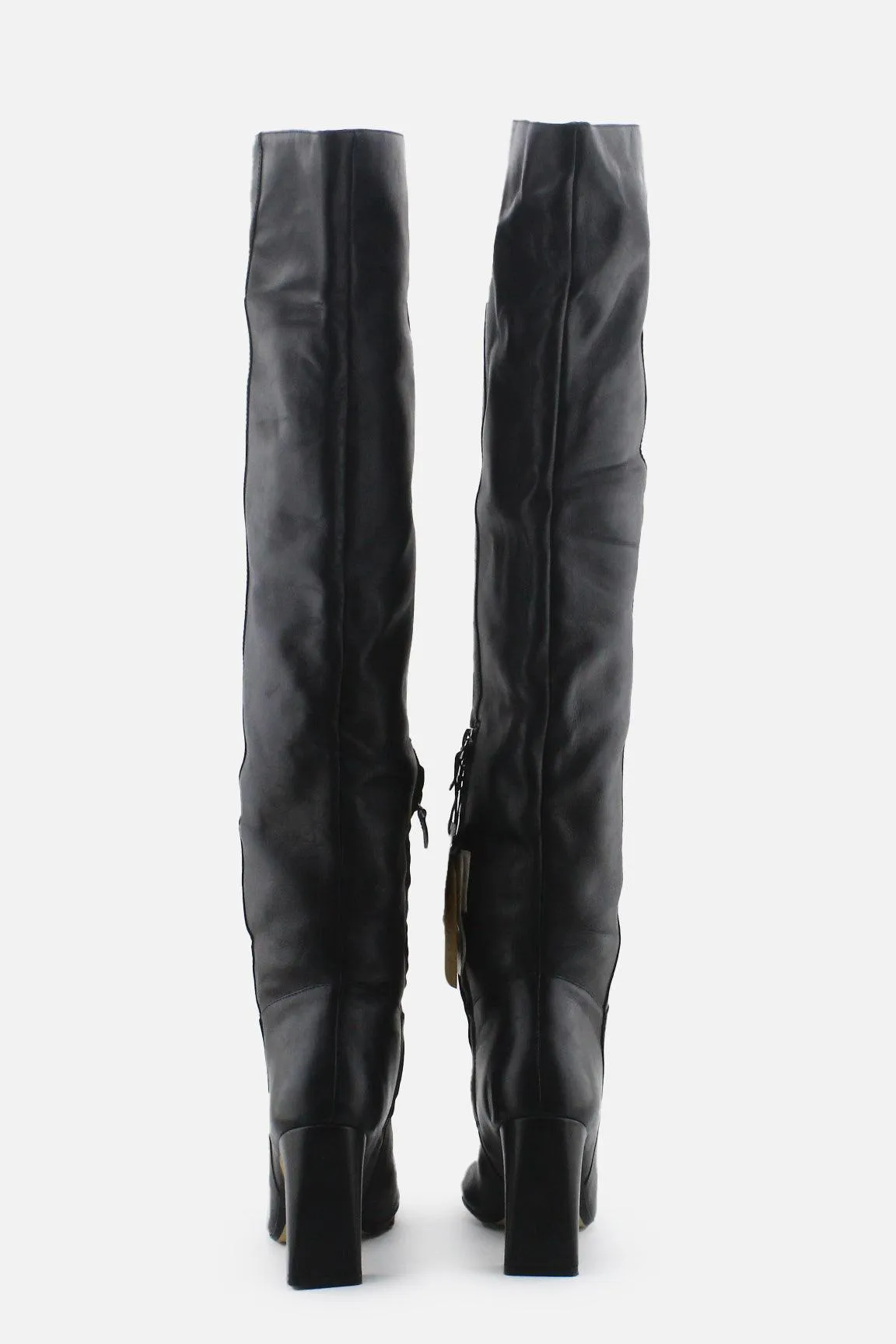 Zara Zipper Block Over The Knee Boots | 100% Authetic Leather